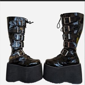 Demonia Black Patent Platform Boots